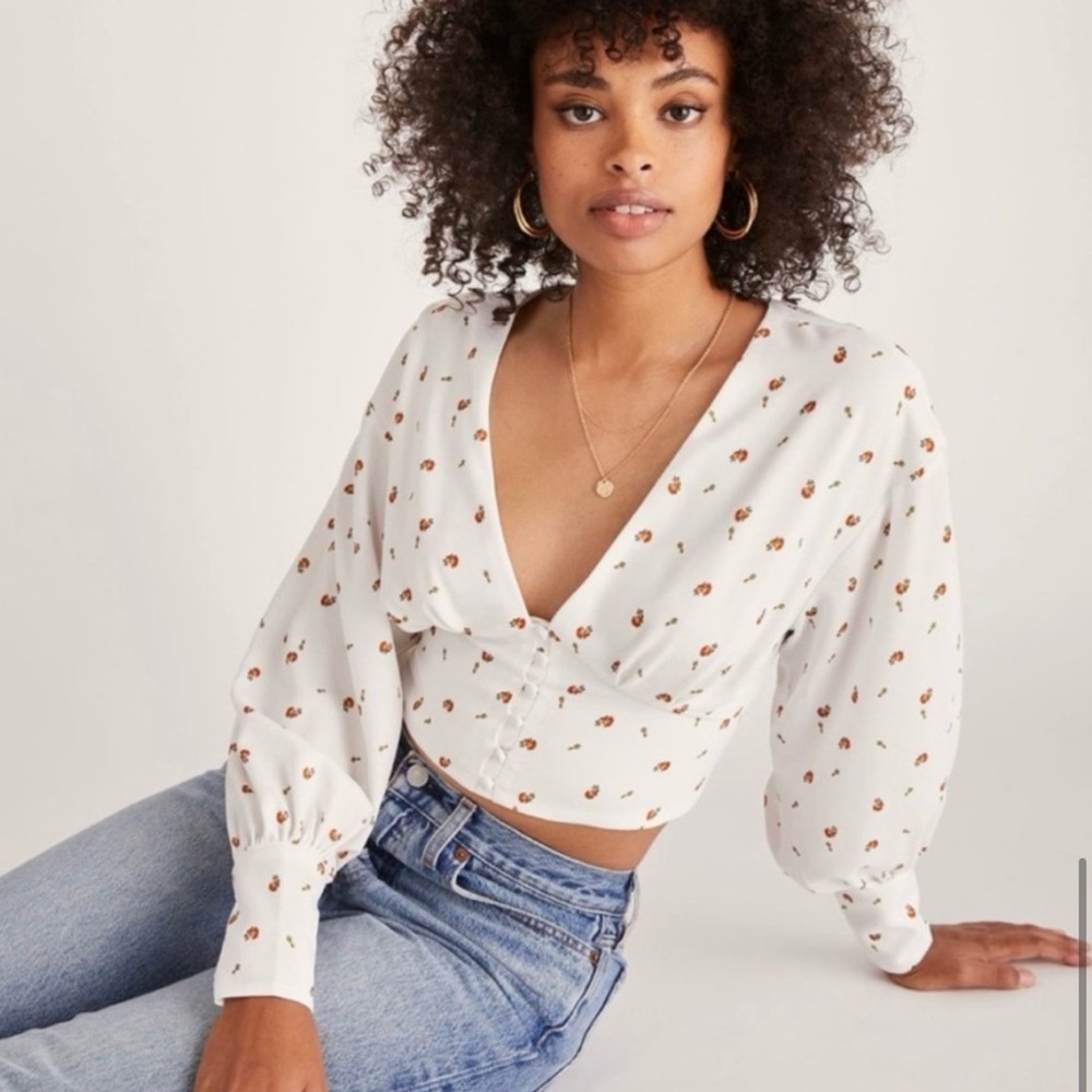 Backyard Roses Alex Button Front Rose Top Tess Christine